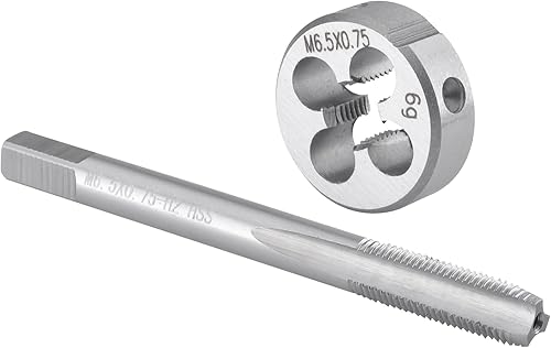 Burkit M6,5 x 0,75 Gewindebohrer und Schneideisen Set, M6,5 x 0,75 Maschinengewindebohrer und runde Schneideisen Rechtshänder - Cheap-Us