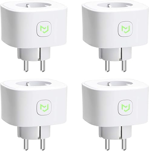 Meross WLAN Alexa Steckdose, Stromzähler für Steckdose mit Energieüberwachung, Smart Steckdose mit Zeitschaltuhr kompatibel mit Alexa und Google Home, Sprach- und Fernbedienung, 16A 3840W, 4 Stück - Cheap-Us