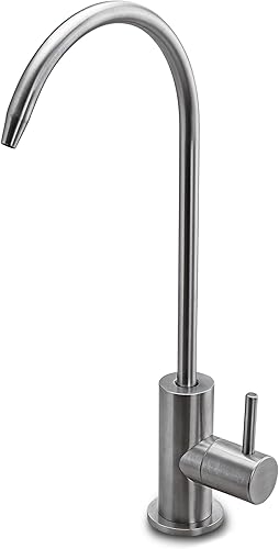 EIN-Weg-Wasserhahn Edelstahl Massiv für Umkehrosmose und Wasserfilter, Osmose Wasserhahn, 360° schwenkbar inkl. 1/4' Zoll Schlauch-Anschluss (Sofia) - Cheap-Us