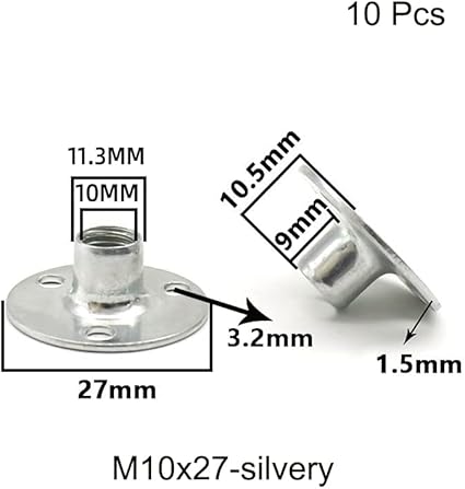 LXURY 2/5/10 stücke M6 M8 M10 M12 Eisen Platte Kontermutter for Holz Möbel Schiene Kontermutter Sofa Fuß Schloss Verzinkte DREI-Loch Mutter (Color : M8x37mm-color(5pcs)) - Cheap-Us