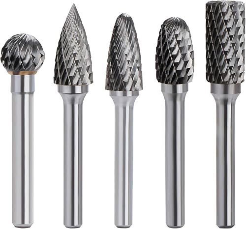 Raspel Set,ACCOCO,5-Teilig 6×10mm Raspeln Satz Doppelschnitt Hartmetall Drehfeilen Diamantfräser Dremel Drehwerkzeug für Schleifer Bohrer DIY Holzbearbeitung Carving Metall Polieren - Cheap-Us