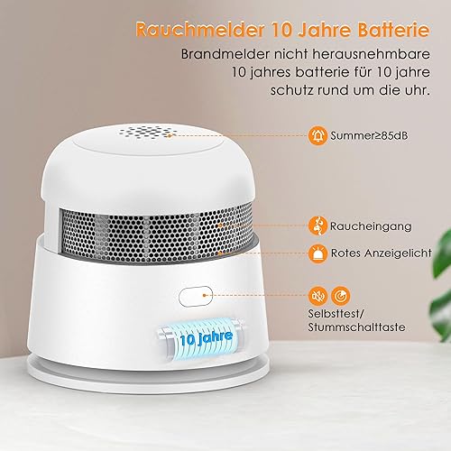 SECAIR Rauchmelder 10 Jahre Batterie, Mini Brandmelder,Feuermelder Entsprechend EN14604,Photoelektrischer Rauchwarnmelder mit Stummschaltungstaste,1er Set - Cheap-Us