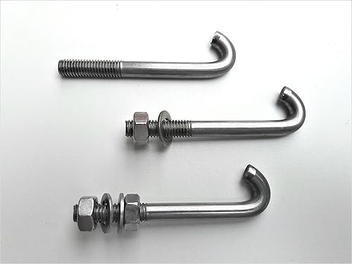 OuM 10 Stück Zaunschraube 80mm Edelstahl M8 mit 1 Mutter und 1 Unterlegscheibe Hakenschraube - Cheap-Us