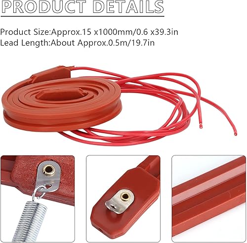 Silikon-Heizbandgürtel, 39.3 x 0,6 Zoll silikon heizband, Heizband 24v, 24v flexible Silikon-Heizband15 x 1000 mm 40 W 24V DC - Cheap-Us