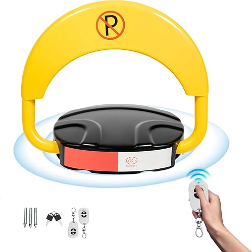Parkplatzsperre, Parksperre mit Fernbedienung, Parkplatzsperre klappbar, Parkplatz Absperrung, Parkplatzsperre Elektrisch, Schutzart IP67, Antikollision 180°-Schwenkarm, Warnschild - Cheap-Us