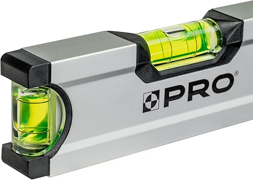 PRO600 Wasserwaage mit magneten 40cm Eloxiert - Die Härte 9 auf der Mohs Skala - Ergonomischen Profil und ERS+ (Easy Reading System) Anti Shock Absorber Endkappen - Farbe Silber - Cheap-Us