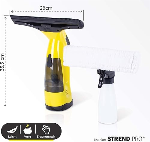 STREND PRO Fensterreiniger Elektrisch für PERFECT Fenster Putzen | Fensterputzer mit Sprühflasche und Mikrofaserwischer |set für Auto/Fliesen| Akku reinigungsgerät - Cheap-Us