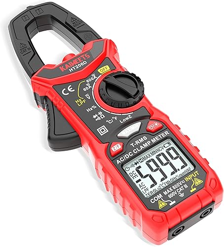 KAIWEETS HT206D Stromzange, Strommessgerät DC/AC Strom: 0-600A, Zangenmultimeter True-RMS 6000 Counts Auto-Ranging, misst Spannung Kapazität Durchgang (AC/DC-Strom) - Cheap-Us