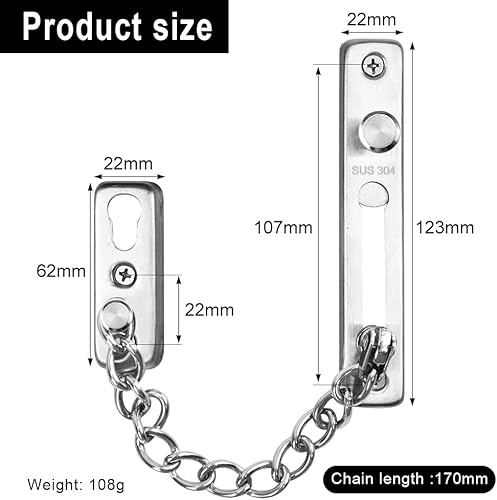 Türkette,Sicherheitsschloss Wohnungstür,Türschloss,tür sicherheitsriegel,türriegel,sicherheitskette,türsicherung einbruchschutz,verriegelung für türen (Elegantes Gold) - Cheap-Us