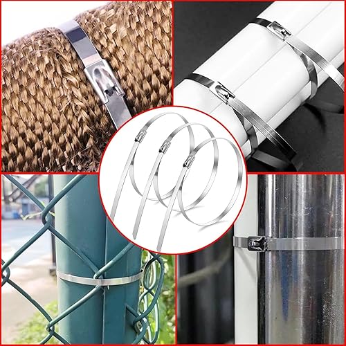Edelstahl Kabelbinder 100 Stück, 300mm*4,6mm (V2A 1.4301), Kabelbinder Metall, Kabelbinder stark, Für Auspuff-Hitzeschutzband, Hitzeschutzband, Stahlband, Gartenzaun Metall, Zaun, Metallband. - Cheap-Us