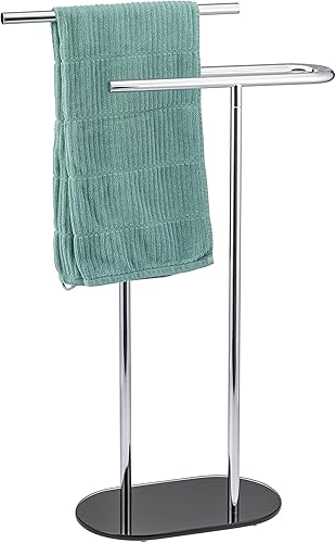 bremermann Stand-Handtuchhalter freistehend, 2 Stangen, mit Glasboden, Handtuchständer (Weiß) - Cheap-Us