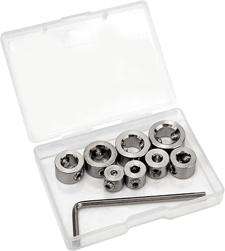 8 tlg Bohrer Tiefenanschlag Set,HSS Tiefenanschlagringe Tiefenbegrenzer Bohrer Ring Locator mit Sechskantschlüssel Tiefenanschlagring Tiefenstopp Dübeln für Holzbearbeitungsbohrarbeiten 3-10MM - Cheap-Us