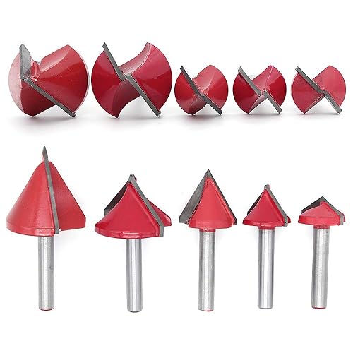 DingGreat 5Pcs 6mm Schaft 60° 90° 120° V-Nutfräser-Bit, 3D V Formfräsen Holzschneider Messer, CNC Fräser Bit Graviermaschine Messer Werkzeug - Cheap-Us