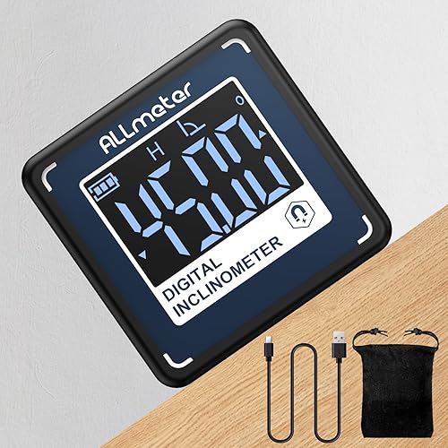 ALLmeter Mini Digitaler Winkelmesser Neigungsmesser 4 * 90° IP54 Wasserdicht Wasserwaage mit Magnetfuß VA Display Type-C Schnittstelle Wiederaufladbarer für Holzarbeiten Bau Dekoration DIY - Cheap-Us