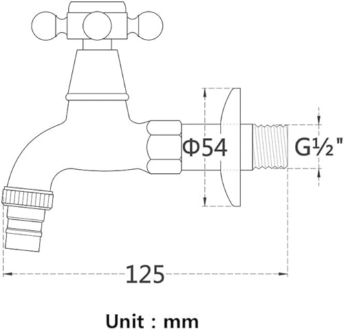 KUNGYO Waschmaschinenhahn aus Messing mit G1/2 Wasserleitung Auslauf - Antiker Kreuzgriff Wasserhahn für Garten Waschraum Toilette (Bronze) - Cheap-Us