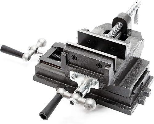 Wiltec Maschinenschraubstock 2 Achsen 100 mm, Schraubstock 33x32,5x13,5 cm aus Gusseisen, Arbeitsitsch für Kreuztisch, Frästisch, Werkbank - Cheap-Us