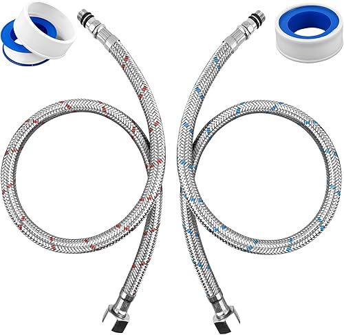 2 Stück Flexschlauch G3/8 x M10, Anschlussschlauch Armatur mit Dichtungsband, Geflochtener Edelstahl Anschlussschlauch, Panzerschlauch Flexschlauch Verlängerung für Mischbatterie Wasserhahn - Cheap-Us