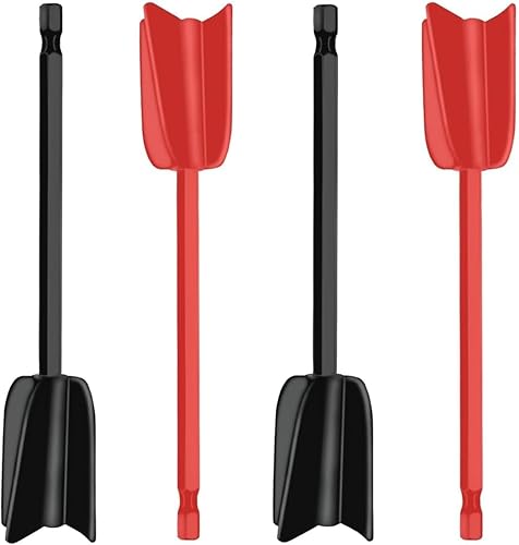 4 Stück rote und schwarze Harzmischer-Paddel, Epoxid-Mischer-Aufsatz für 6,35 mm Bohrer für kraftvolles Mischen, wiederverwendbarer Farbmischer, Farbrührer-Bohraufsatz zum Mischen von Epoxidharz, - Cheap-Us