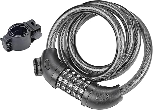 GRIFEMA GAK1203-12 Fahrradschloss, Diebstahlsicherung, Kabelschloss mit 5-stelliger Kombination, für Fahrräder, Motorräder, Scooter, 120 cm, Schwarz - Cheap-Us