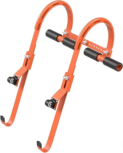 WUDLEP Leiterhaken mit Rad, 2 Stück Leiter Dachhaken Set Leiterzubehör mit Stationären Rädern und Gummigriff T-Bar, Dachziegel Haken Max Belastbarkeit 227 kg (Orange) - Cheap-Us