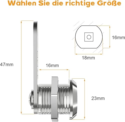 VOCIBO® Briefkastenschloss 16mm, Schrankschloss, Schrankschloss mit Schlüssel, Möbelschloss, Spindschloss, Hebelschloss für Briefkästen, Schranktüren, Möbel Verwendet, Bohrmaß Ø19 mm - Cheap-Us