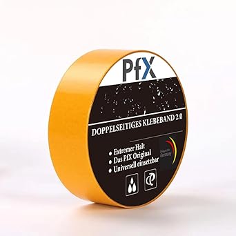 PfX Extrem Starkes Doppelseitiges Premium Gewebe Klebeband [20m] - Neue 2025 Version - Perfekt als Teppichklebeband und für Strukturierte Oberflächen - ACHTUNG EXTREM STARK! (20m) - Cheap-Us