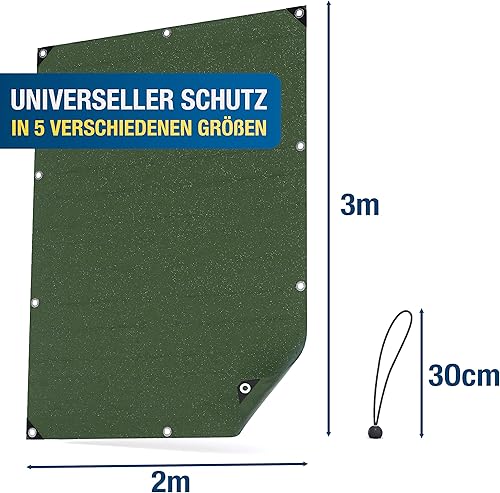 SPRINKS® Abdeckplane Premium 140 g/m² [2x2m] - Robuste Gewebeplane mit Ösen - Plane Wasserdicht und UV Beständig - Tarp Outdoor - Wetterfeste Allzweckplane inkl. 6 Planenspanner - Cheap-Us