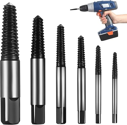 6 Stück Schraubenausdreher Set Profi, Linksausdreher Set, Linksdreher Set, Schraubenentferner, Schrauben Ausdrehwerkzeug, Spiral Screw Extractor Set zum Entfernen Beschädigter Schrauben Rohre - Cheap-Us