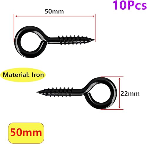 Qrity 20 Stück Ösen-Schrauben 20mm, Schraubring, Kleines Schraubenloch, Ring-Schrauben, Q-Typ Schraubhaken, Ösenschrauben, Schwarz - Cheap-Us