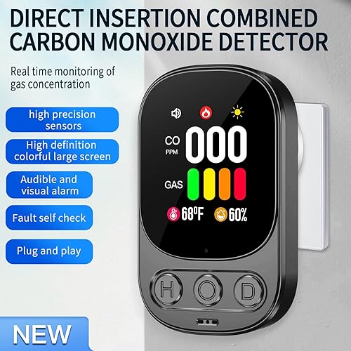 Gedsffati Gas- und CO-Melder mit Stecker für Haus, Kohlenmonoxidmelder CO-Warnmelder für Zuhause, Gasmelder Gaswarnmelder für Erdgas Stadtgas LPG Methan Propan Butan, Weiß, HD08-G - Cheap-Us