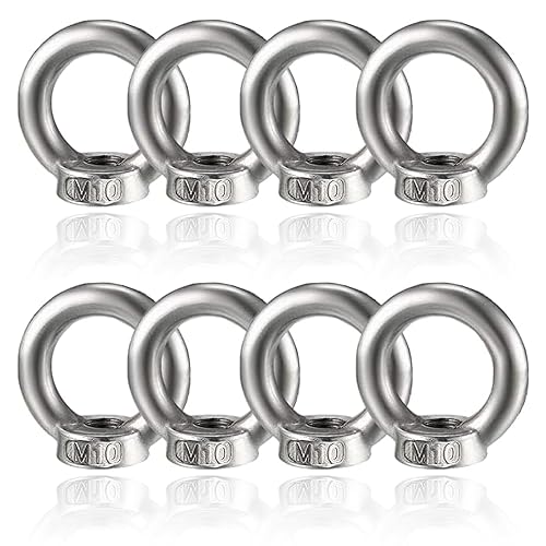 Ringmutter Edelstahl,10 Stück Ringmutter M10,Augenmutter,Edelstahl Augenmuttern,für Seilmontage, Hebezubehör, Oberflächenpolieren, Silber - Cheap-Us