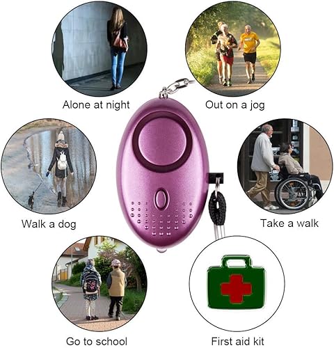 Notfall Persönlicher Alarm [3er Pack] Qoosea Scream Safesound Alarm 140dB LED Taschenlampe für Kinder/Frauen/Senioren/Student Self Defense Schutz Gesichert (Schwarz + Silber + Lila) - Cheap-Us