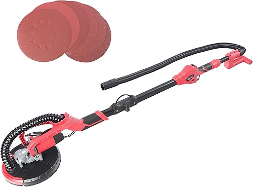 Arebos Langhalsschleifer Standard (750 Watt, Ø 225 mm, Drehzahlregelung, Teleskopstange, Absaugsystem, schwenkbarer Kopf, inklusive 6 Schleifscheiben) - Cheap-Us