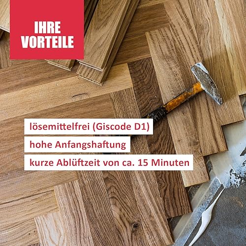 Bodenkleber 5kg - Universalkleber Teppich, PVC, CV, Linoleum, Kork, Vinylboden kleben, Parkett Kleber - lösemittelfrei, emissionsarm, Klebemittel für Fußbodenheizung © DICHTON D.80W - Cheap-Us