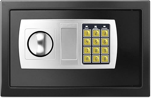 Tresor, Digital Elektronischer Safe, Sicherheitskasten Feuerfester und wasserdichter Sicherheitsschrank mit Schlüssel, Möbeltresor Für Schmuck Bargeld, 31x20x20cm - Cheap-Us
