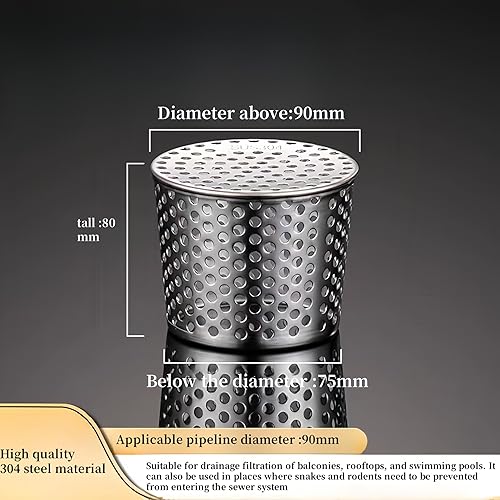 Regenrinnen-Downsport-Schutz, 9 cm, Edelstahl-Filter, Dachrinnen-Fallauslaufschutz zur Verhinderung von Verstopfung, Blättern, verhindert, dass Schlangen, Mäuse und Vögel durch Rohre in das Haus - Cheap-Us