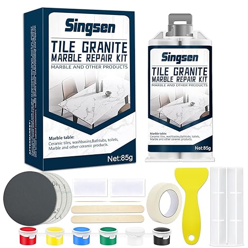 Fliesen Granit Marmor Reparatur-Set, Marmor Reparatur-Set (Farbabstimmung), Starkes und wasserdichtes Porzellan Reparatur-Set, Fliesen Reparatur-Set für Marmor, Fliesen, Harz, Acryl, Granit und mehr. - Cheap-Us