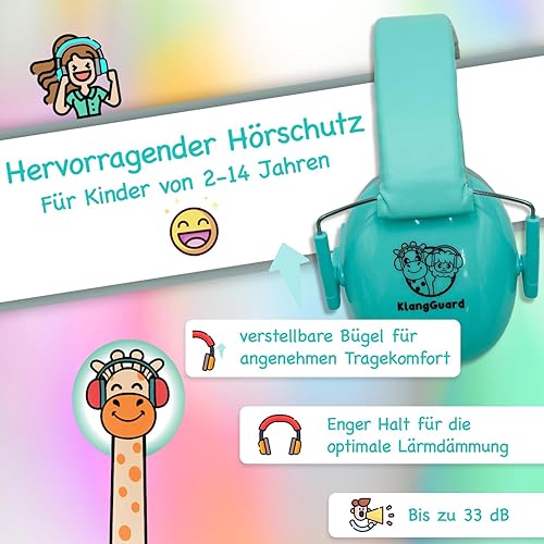 Gehörschutz Kinder- Hochwertiger Ohrenschützer für Kinder ab 2 Jahren - Lärmschutz - Kapselgehörschutz - Schallschutz - Komfortabel - Perfekt für Feste, Partys, Alltag, Sport- & Musikevents - Cheap-Us