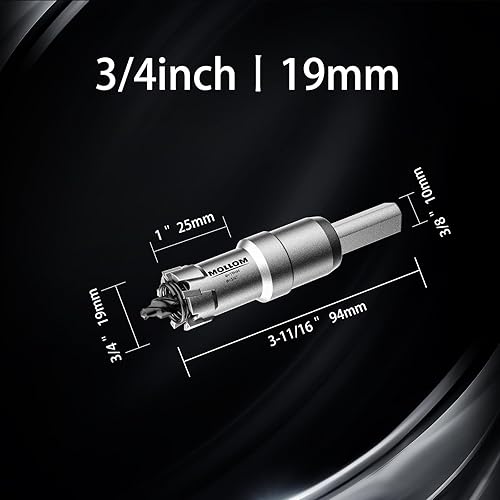 Mollom (24mm | 15/16'') Lochsäge T.C.T Schwerlast-Hartmetall-bestückt mit 2 Führungsbohrern für Edelstahl, Baustahl, Eisen, Kupfer, Messing, Kunststoff - Cheap-Us