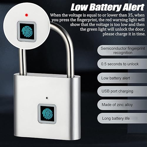 Mineup Fingerabdruck Schloss, Intelligentes Fingerabdruckschloss, Vorhängeschloss Fingerabdruck, Smart Schloss, vorhängeschloss mit fingerabdruck für Gym Locker,Gepäck,Spind - Cheap-Us