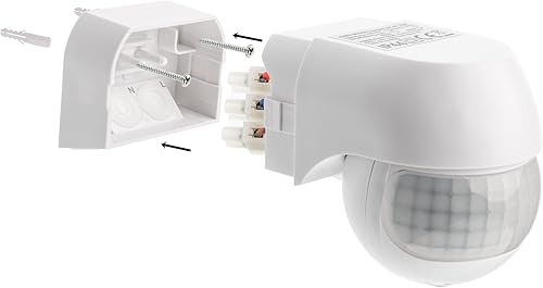HUBER Motion 3LV Compact Infrarot Bewegungsmelder 180° IP44 I 12-24V AC DC, Potential freier Kontakt, Bewegungsmelder LED geeignet, horizontal/vertikal verstellbar, weiß - Cheap-Us