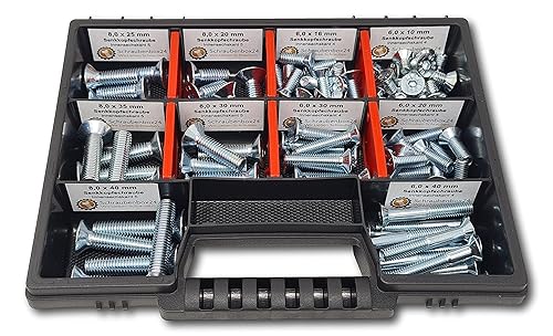 Senkkopfschrauben Sortiment M6-M8 // 10mm-40mm 105 tlg. Schraubenbox DIN 7991 ISO 10642 - Cheap-Us