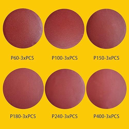 150 mm 60 Stück Selbstklebende Schleifscheiben Set, PSA Aluminiumoxid Schleifpapier (10 x 60, 100, 150, 180, 240, 400) - Cheap-Us