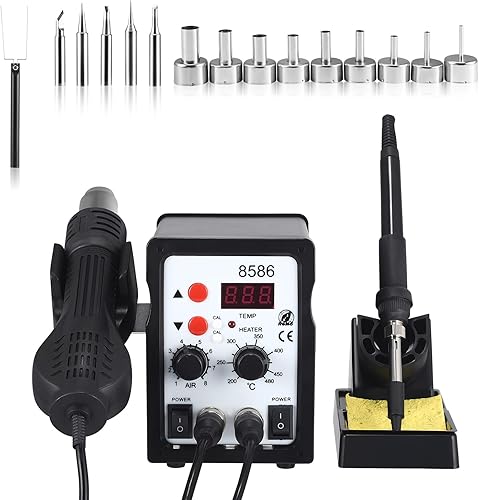 700W Lötstation 2 in 1 Heißluft Lötstation, 8586 Entlötstation Soldering Station Lötkolben Station mit LED Display,DIY-Projekten, Nachbesserungen, Reparaturen - Cheap-Us