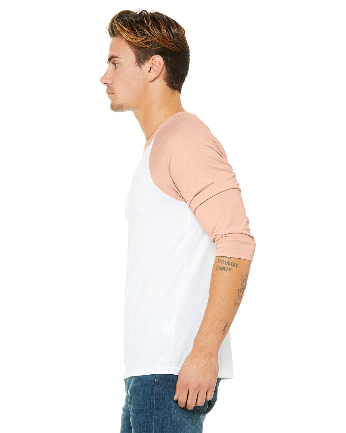 3200-Bella + Canvas-WHT/ HTHR PEACH - Cheap-Us