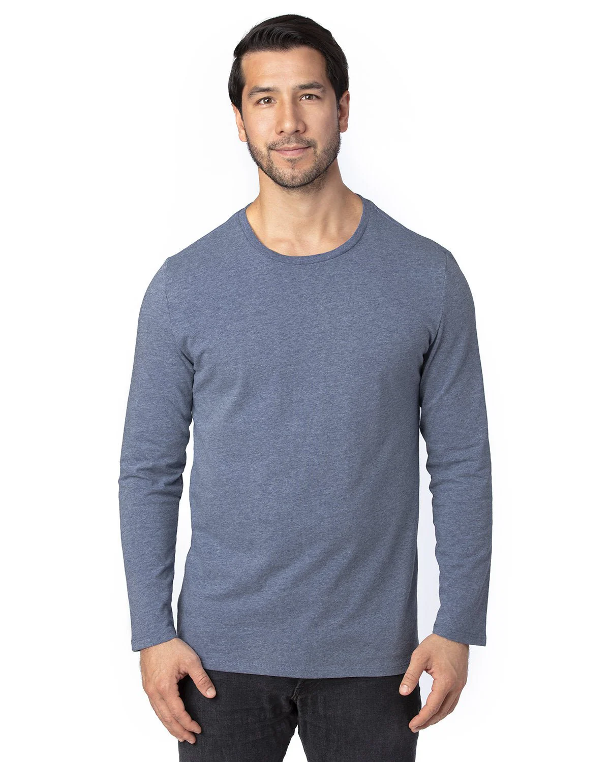 100LS-Threadfast Apparel-NAVY HEATHER - Cheap-Us