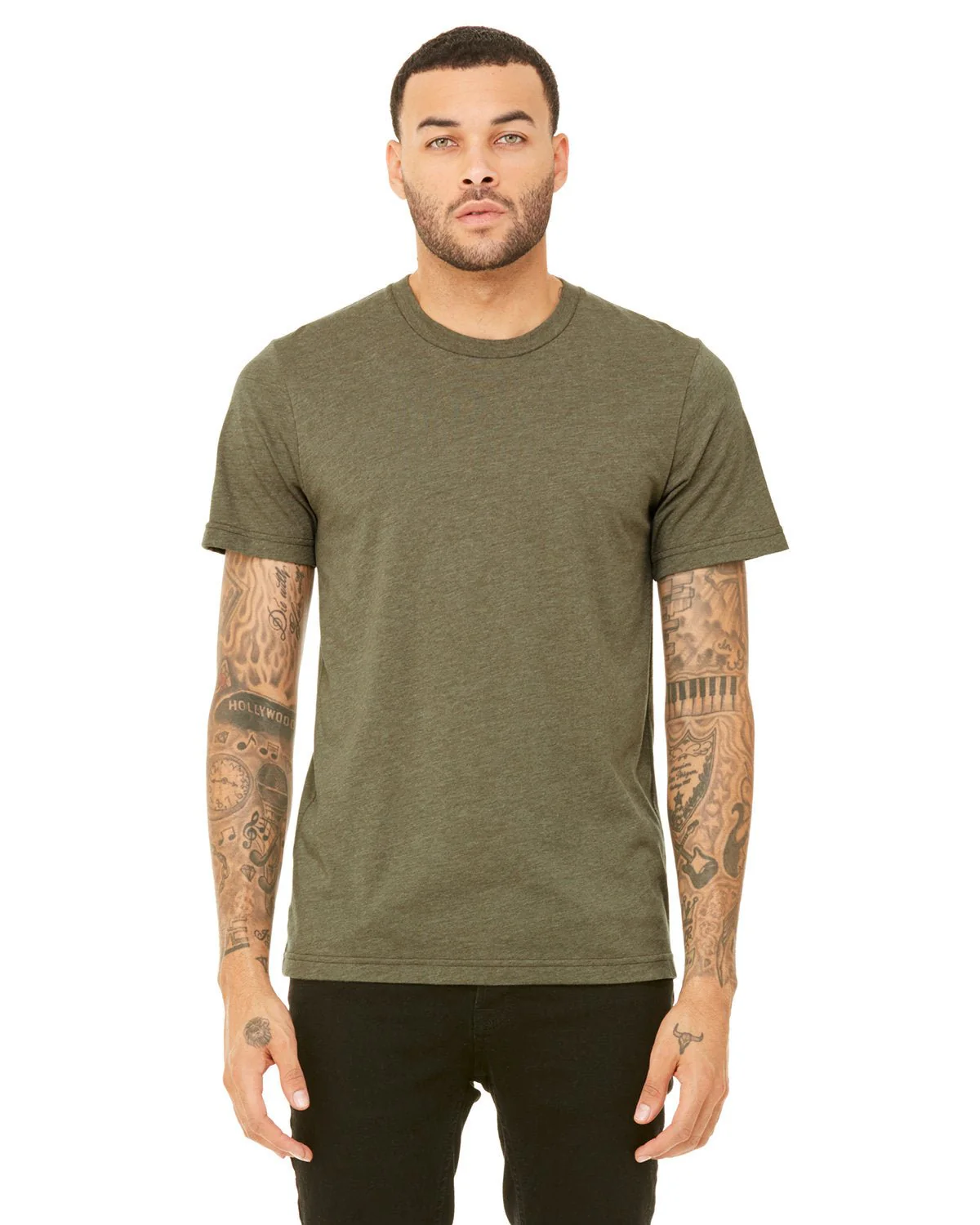 3001CVC-Bella + Canvas-HEATHER OLIVE - Cheap-Us