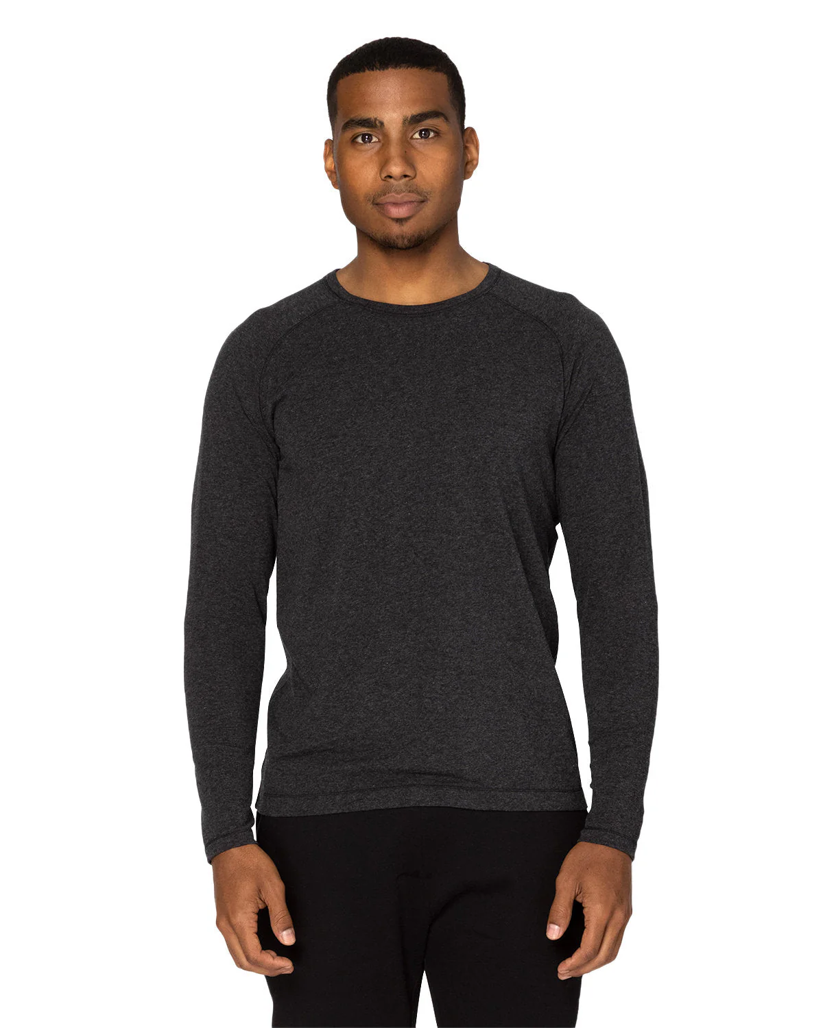 382LS-Threadfast Apparel-BLACK HEATHER - Cheap-Us