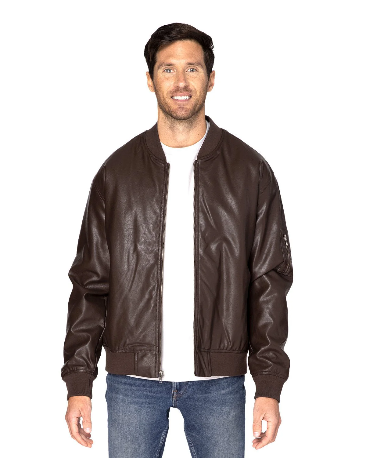 395J-Threadfast Apparel-BROWN VEGAN LTHR - Cheap-Us