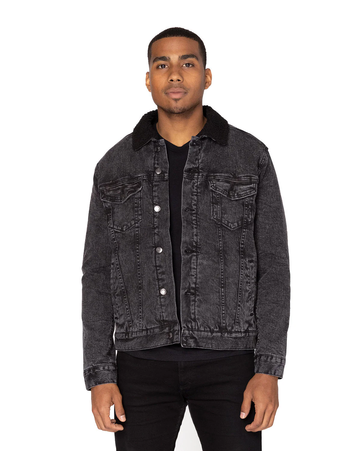 372J-Threadfast Apparel-BLACK DENIM/ BLK - Cheap-Us